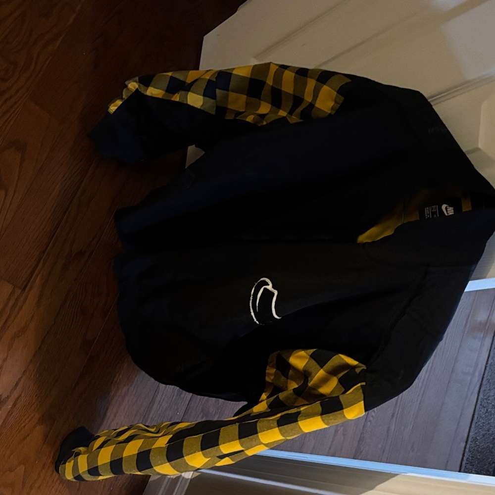 Nike Black Jacket with Yellow Checkered Sleeves